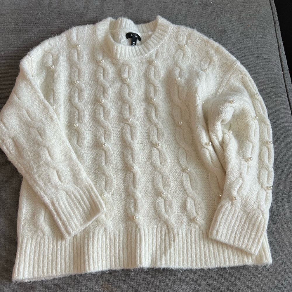 Pearl embellished Aqua sweater